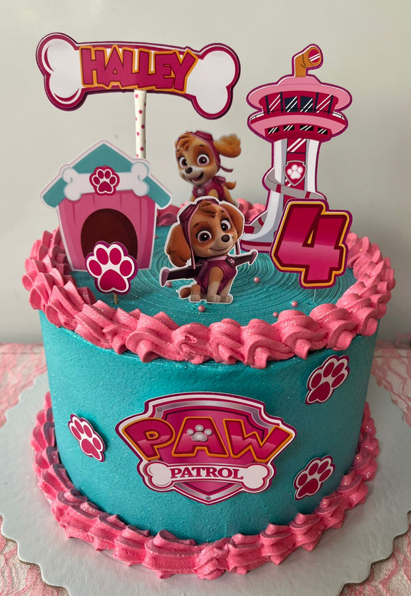 Paw Patrol Skye Cake Topper – Handmade & Personalized Birthday Decoration | Party Kit with Name, Age & Cupcake Toppers – Taarttopper Skye – Décoration Gâteau Pat’Patrouille Skye