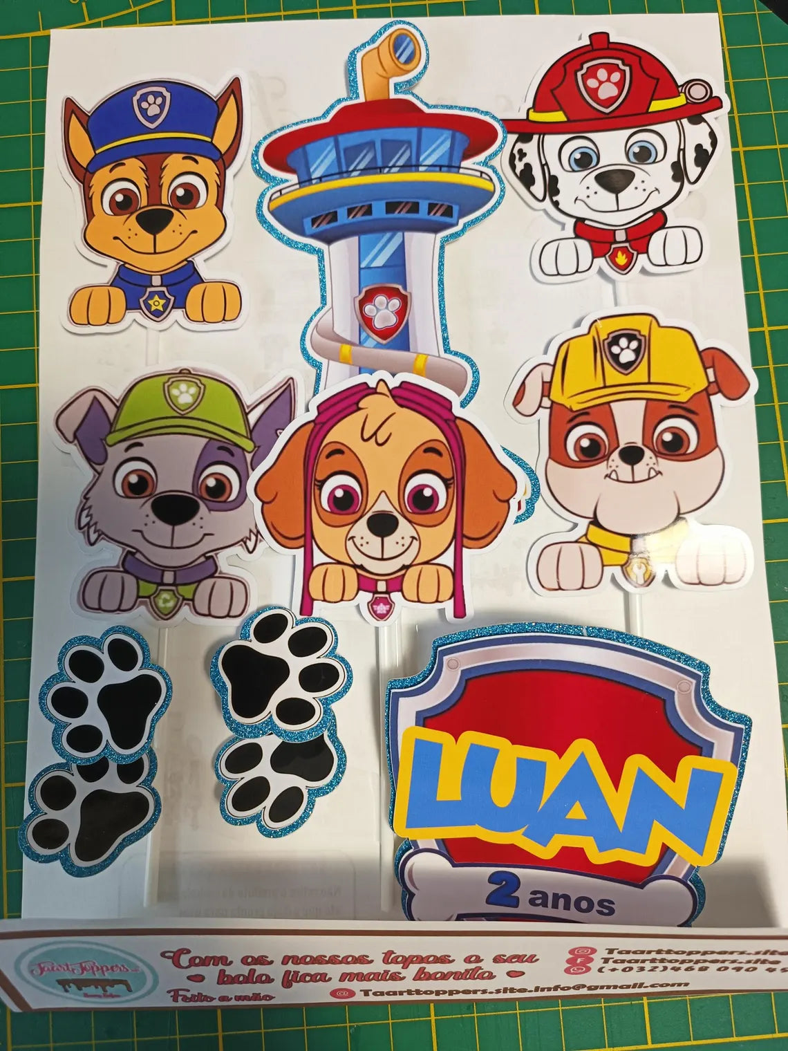 Paw Patrol Party Kit  Birthday Cake Topper with Cupcake Topper & Number – Taarttopper  – Décoration Gâteau