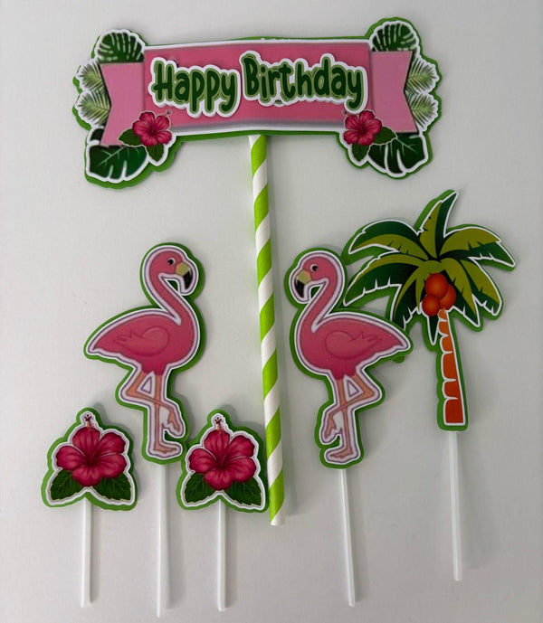 flamingo cake topper, tropical decoration, personalized flamingo topper, flamingo party, tropical cake, summer cake, topper for bakers
