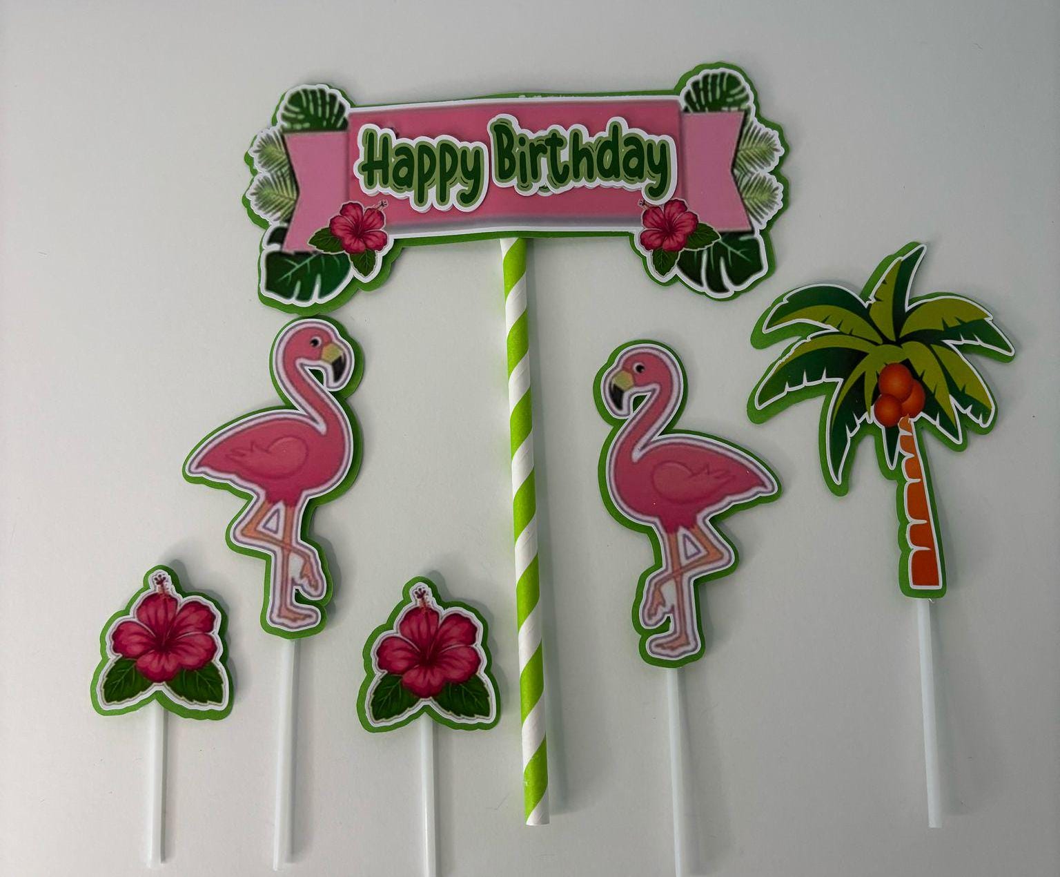 flamingo cake topper, tropical decoration, personalized flamingo topper, flamingo party, tropical cake, summer cake, topper for bakers