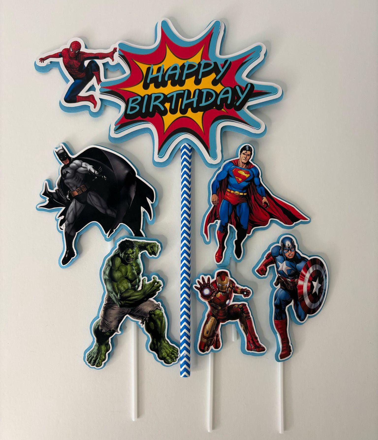 superheroes cake topper, superheroes party, children's cake decoration, personalized topper, themed cake