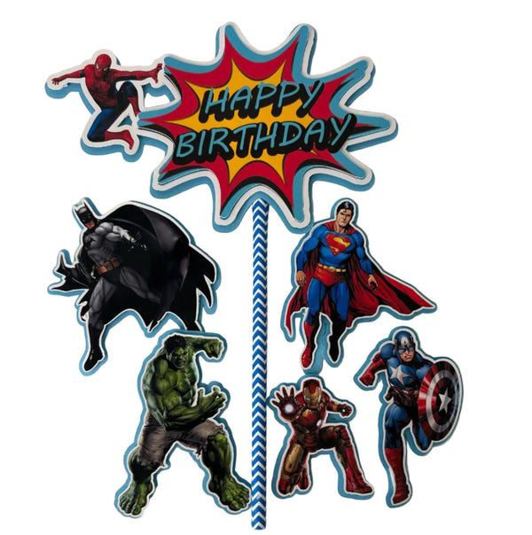 superheroes cake topper, superheroes party, children's cake decoration, personalized topper, themed cake