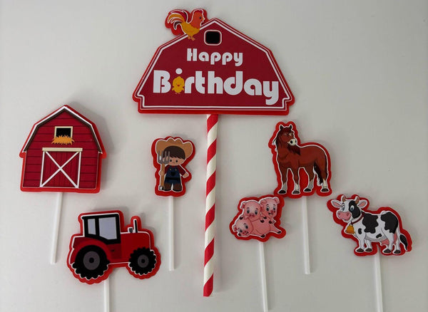 Farm cake topper, farm animal party, kids cake decoration, personalized topper, rustic themed cake