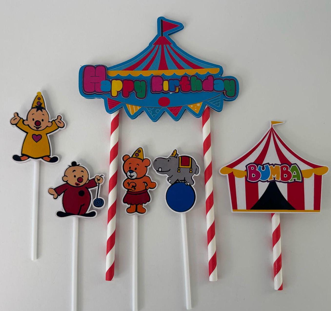 Bumba cake topper, circus party, children's cake decoration, personalized topper, themed cake.