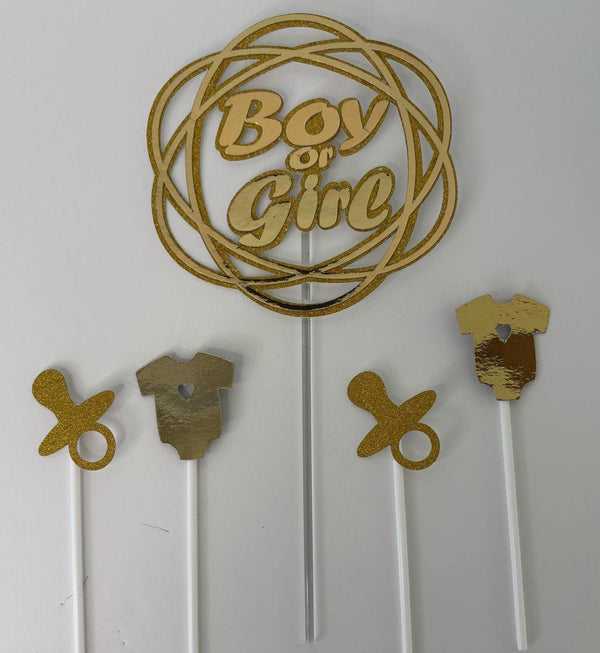 Boy or Girl Cake Topper , topo de bolo menino ou menina