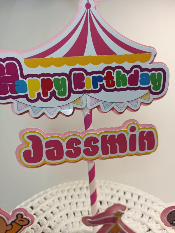 Bumba cake topper, circus party, children's cake decoration, personalized topper, themed cake.