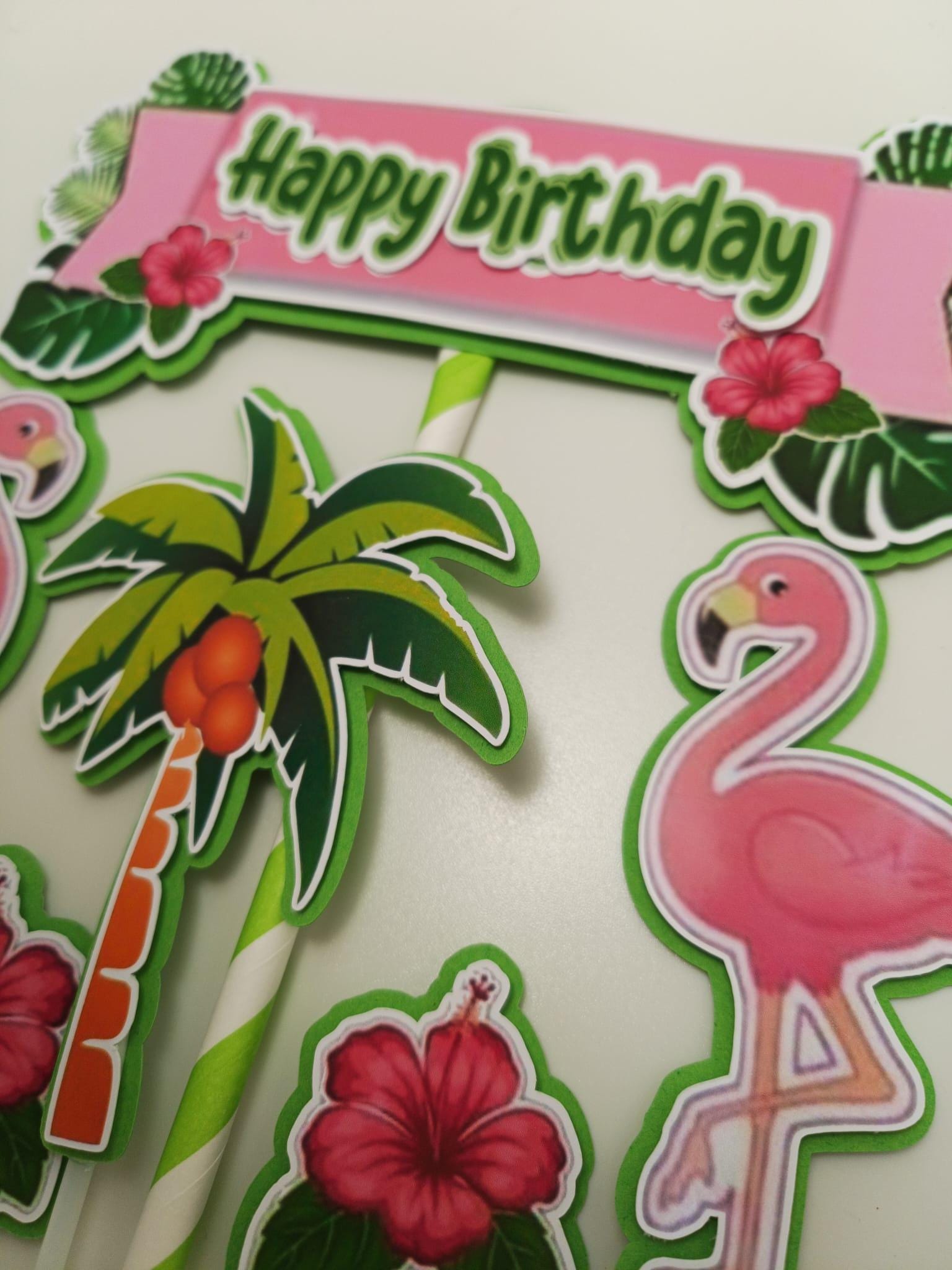 flamingo cake topper, tropical decoration, personalized flamingo topper, flamingo party, tropical cake, summer cake, topper for bakers