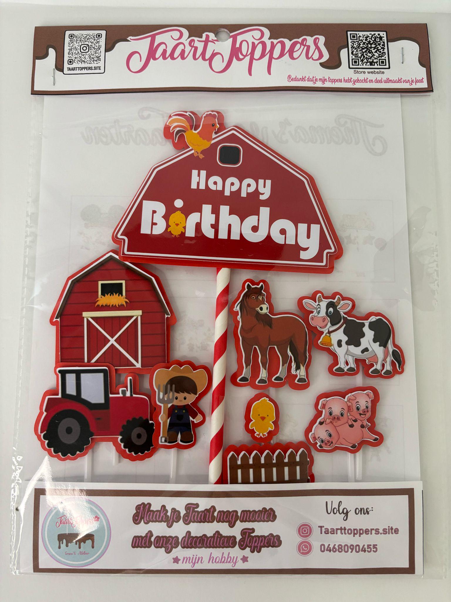 Farm cake topper, farm animal party, kids cake decoration, personalized topper, rustic themed cake