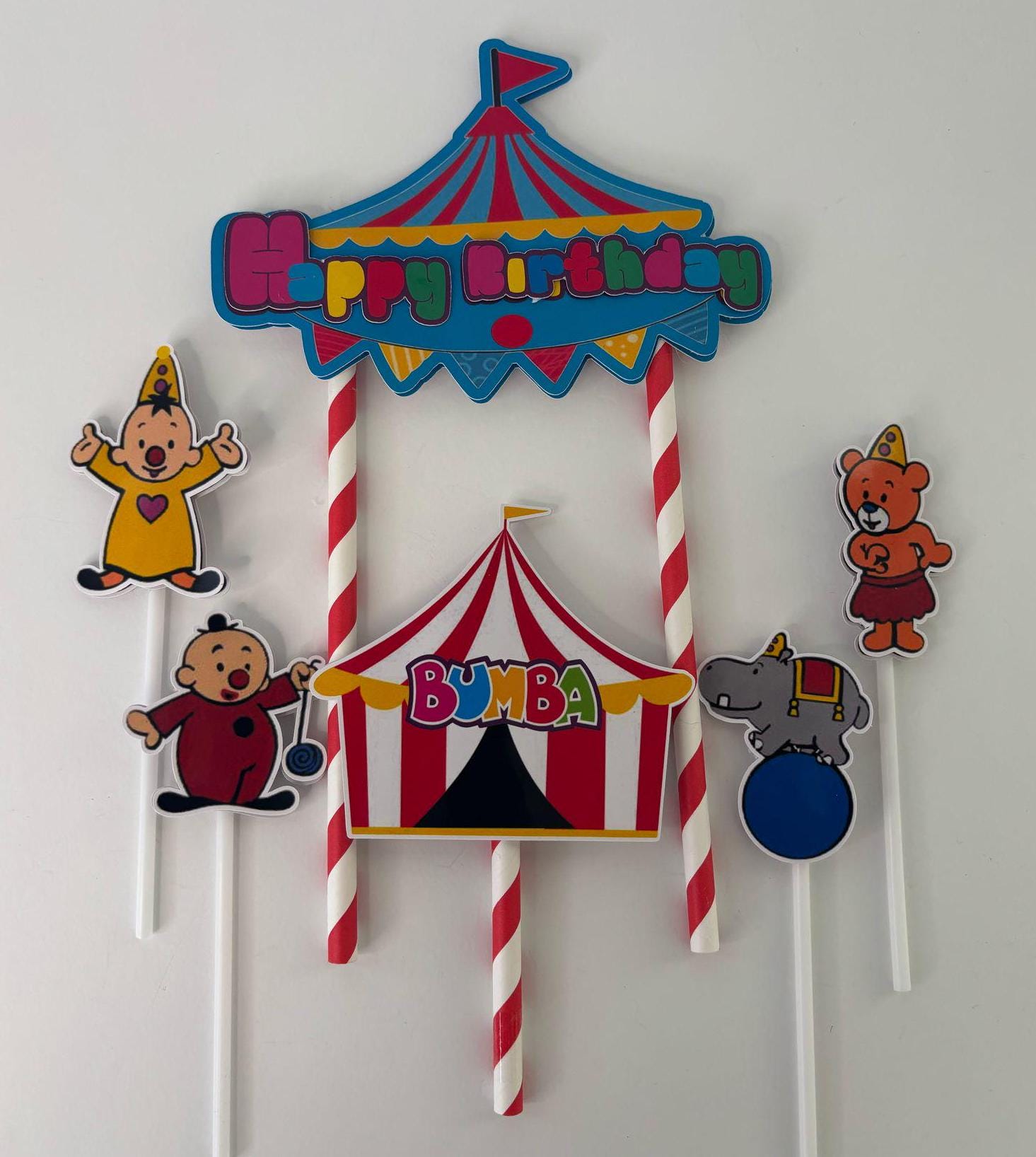 Bumba cake topper, circus party, children's cake decoration, personalized topper, themed cake.