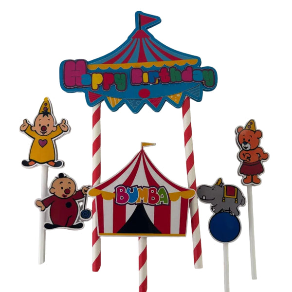 Bumba cake topper, circus party, children's cake decoration, personalized topper, themed cake.