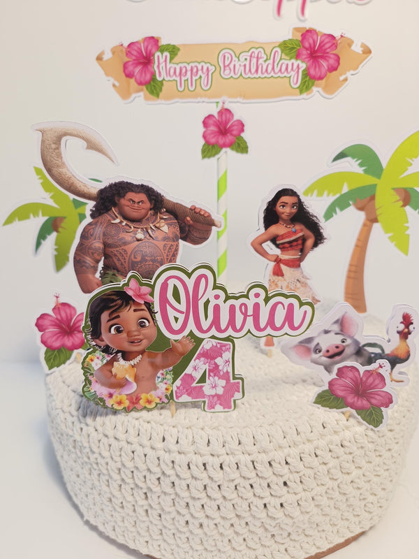 Moana cake topper, Moana party, personalized topper, tropical cake decoration, children's cake, topper for confectioners