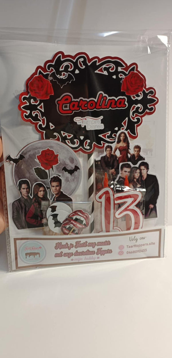The Vampire Diaries Cake Topper – topo de bolo o diário de vampiro -Gothic Layered Topper in Photo Paper for Fans and Bakers