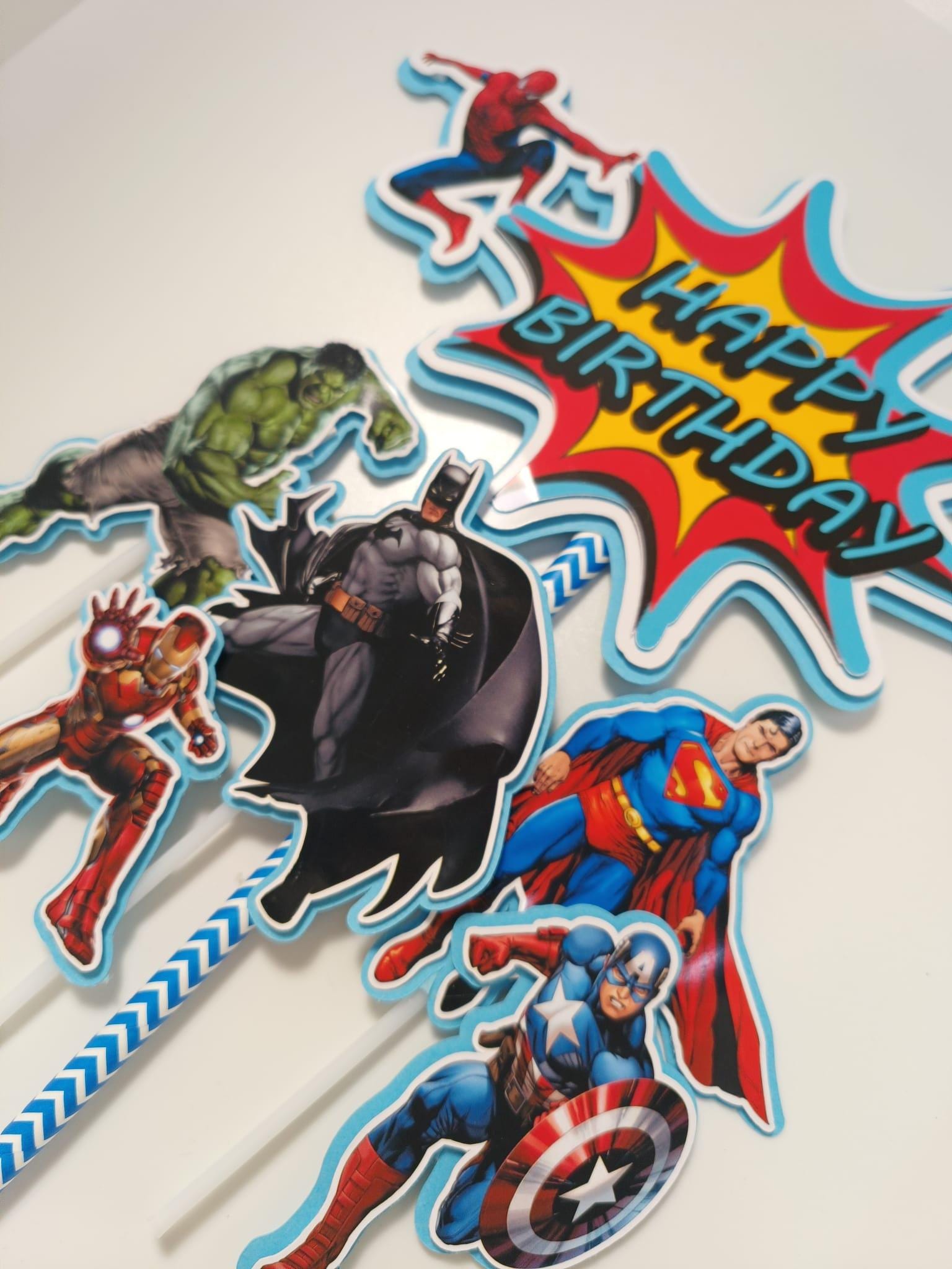 superheroes cake topper, superheroes party, children's cake decoration, personalized topper, themed cake