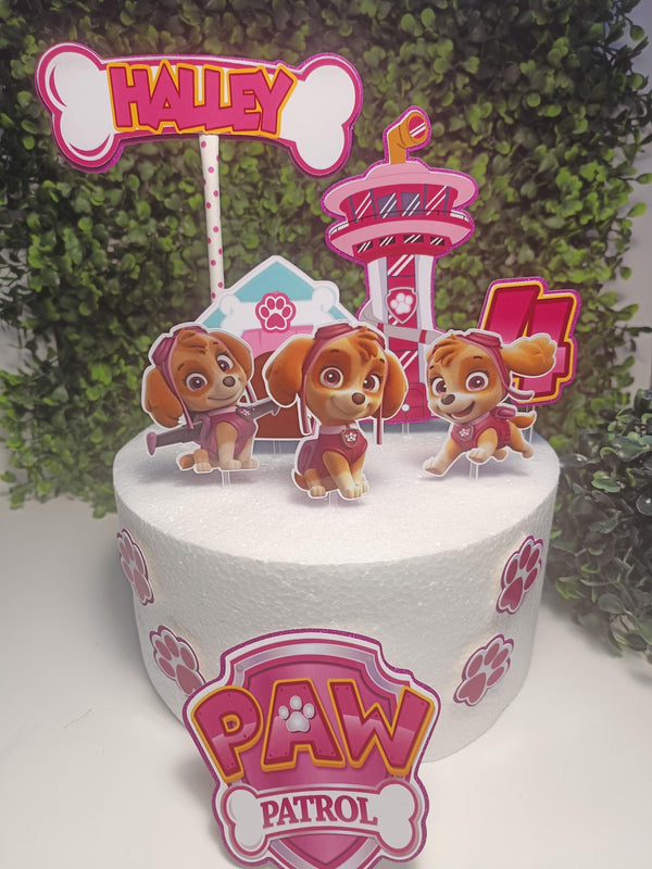 Dog Rescue Team Cake Topper – 10pcs – Personalized Name & Age – Birthday Decoration – Puppy Party – Paw Theme – Fast Shipping-Dog - Gril