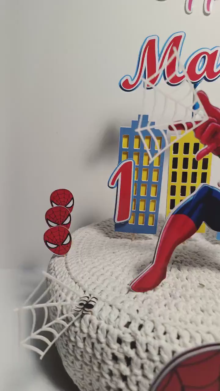 Spiderman cake topper, Spiderman topper, Spiderman cake decoration, Spiderman themed party, superhero themed cake