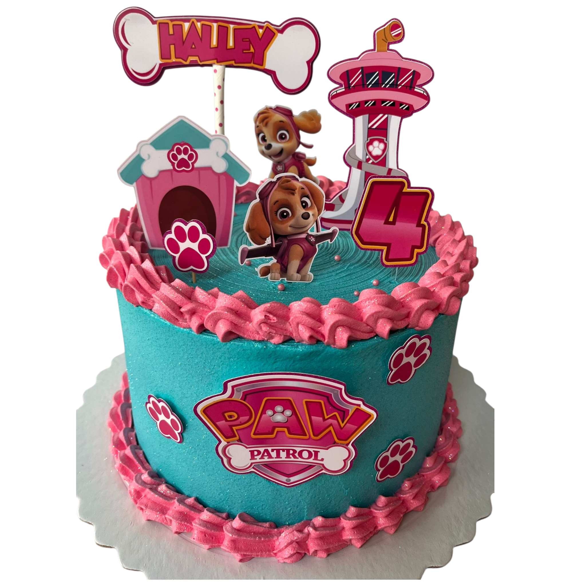 Paw Patrol Skye Cake Topper – Handmade & Personalized Birthday Decoration | Party Kit with Name, Age & Cupcake Toppers – Taarttopper Skye – Décoration Gâteau Pat’Patrouille Skye