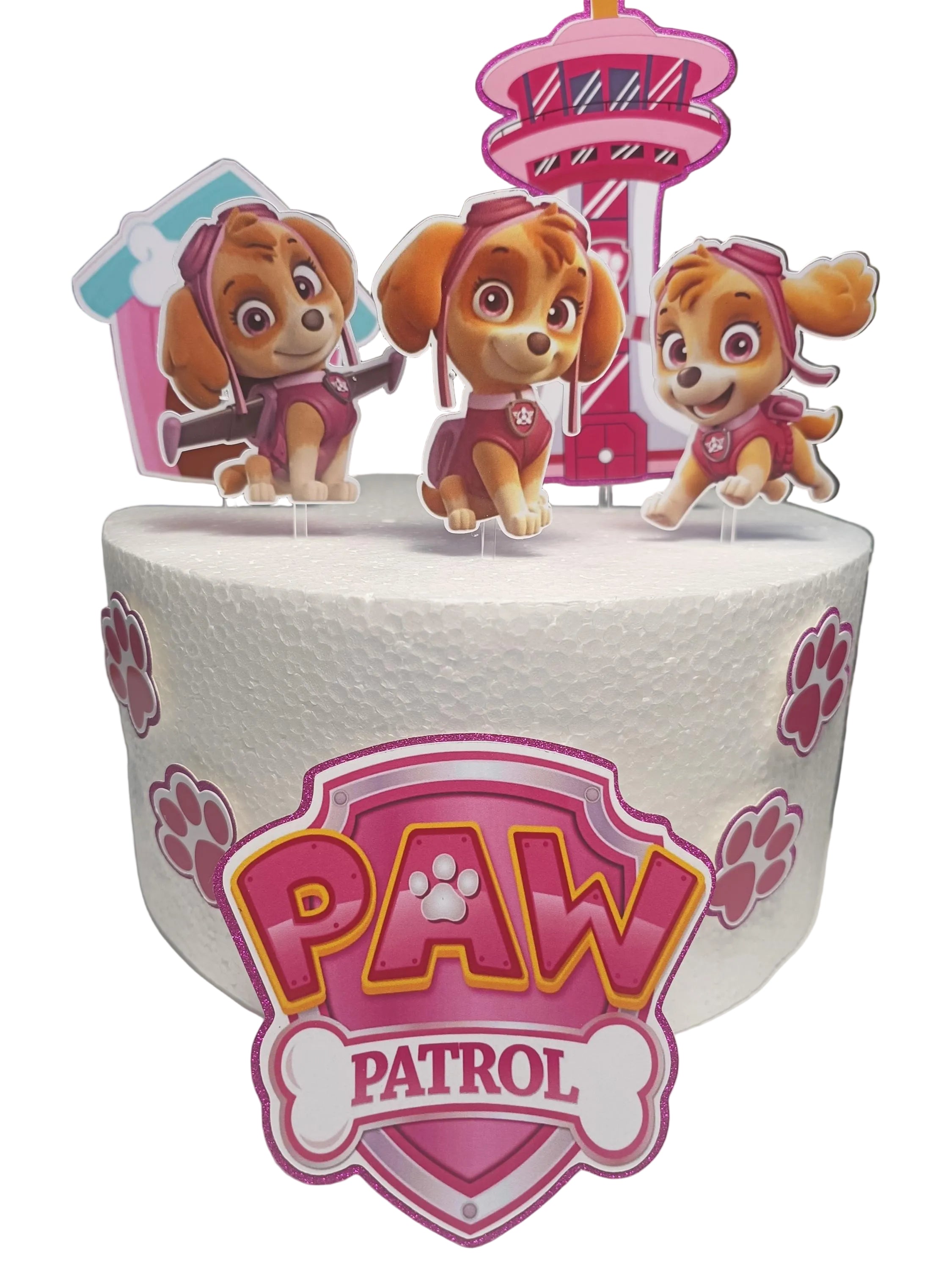 Paw Patrol Skye Cake Topper – Handmade & Personalized Birthday Decoration | Party Kit with Name, Age & Cupcake Toppers – Taarttopper Skye – Décoration Gâteau Pat’Patrouille Skye