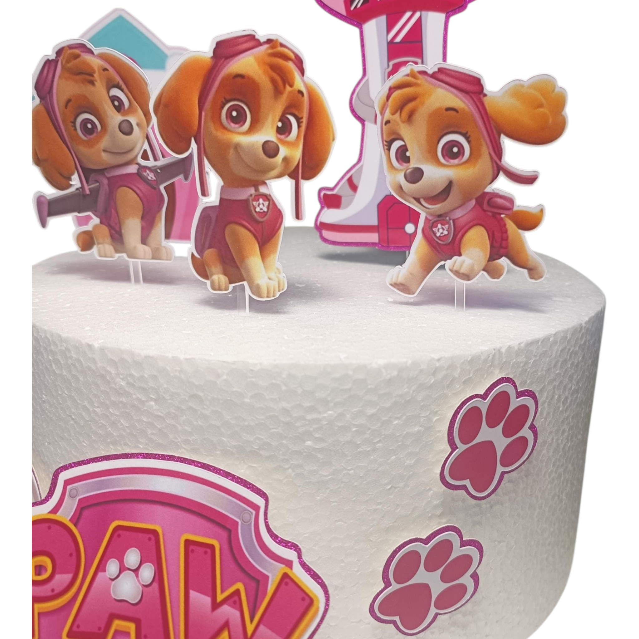 Paw Patrol Skye Cake Topper – Handmade & Personalized Birthday Decoration | Party Kit with Name, Age & Cupcake Toppers – Taarttopper Skye – Décoration Gâteau Pat’Patrouille Skye